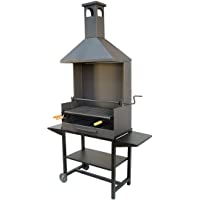 Imex El Zorro 71531 - Barbacoa chimenea con ruedas- elevador- parrilla inox y bandejas metálicas